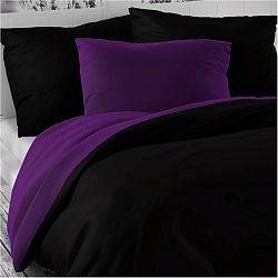 Kvalitex Saténové povlečení Luxury Collection černá / tmavě fialová, 140 x 200 cm, 70 x 90 cm