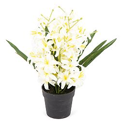 Umělá květina Lilie drobnokvětá v květináči bílá, 30 cm