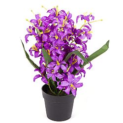 Umělá květina Lilie drobnokvětá v květináči fialová, 30 cm