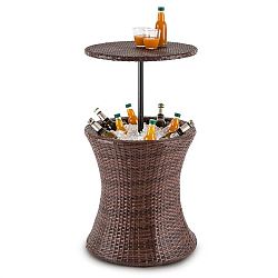 Blum Beerboy, zahradní stůl, chladič nápojů, Ø 50 cm, polyratan, dvoubarevný hnědý