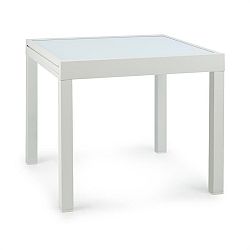 Blum Pamplona Extension, zahradní stůl, 180 x 83 cm max., hliník, sklo, bílý