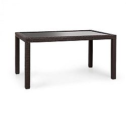 Blumfeldt Peniche, zahradní stůl, 150 x 90 cm, polyratan, hliník, skleněný, hnědý