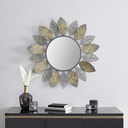 Zrcadlo V Listovém Designu Bella Stříbrné A Zlaté