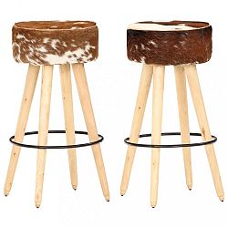 Barové židle 2 ks dřevo / pravá kůže Dekorhome