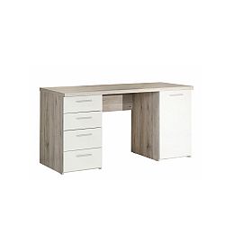 PC stůl, dub písková / bílá, VALERIA 0000109784 Tempo Kondela
