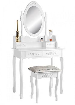 Toaletní stolek s taburetem bílá