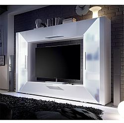 TV a media stěna, bílá extra vysoký lesk / bílá, ADGE 0000150085 Tempo Kondela