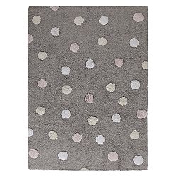 Bio koberec kusový, ručně tkaný Tricolor Polka Dots Grey-Pink