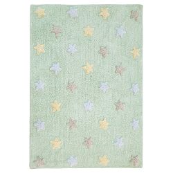 Bio koberec kusový, ručně tkaný Tricolor Stars Soft Mint