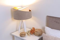 Designová stolní lampa Rijeka, bílá/béžová/zlatá