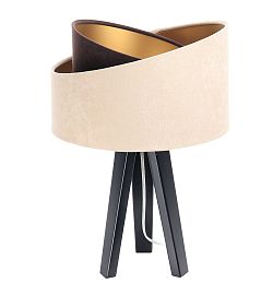 Designová stolní lampa Rijeka, černá/béžová/zlatá