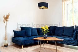 Designová závěsná lampa Grismo, modrá/zlatá