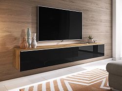 Kvalitní TV stolek Lancome, wotan/černý lesk + LED