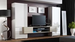 Moderní obývací stěna Diego, bílá s TV stolkem v sonomě