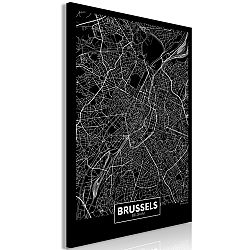 Obraz - Dark Map of Brussels (1 Part) Vertical