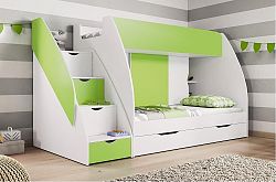 Patrová dětská postel Martina, bílá/zelená