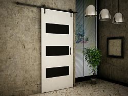 Zasouvací dveře Rimini 90cm, bílá/černé sklo