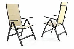 Garthen 40798 Sada dvou zahradních skládacích židlí DELUXE - krémová