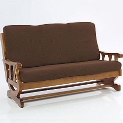 Nueva Textura decoDoma napínací potahy na sedací soupravu multielastický CARLA hnědé na sedačku - trojkřeslo s dřevěnými rukojeťmi 170 - 200 cm
