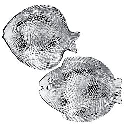 Vetro-Plus Talíř skleněný Ryba 26x21 cm a 19,6x16 cm