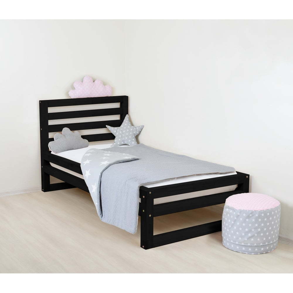 Dětská černá dřevěná jednolůžková postel Benlemi DeLuxe, 180 x 120 cm
