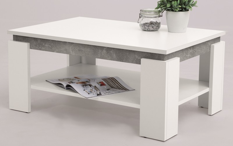 Konferenční stolek Tim 2, bílá/šedý beton